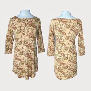 Kate Quinn Henley Pajama Nightie Dress Tan Bird Outdoor NEW